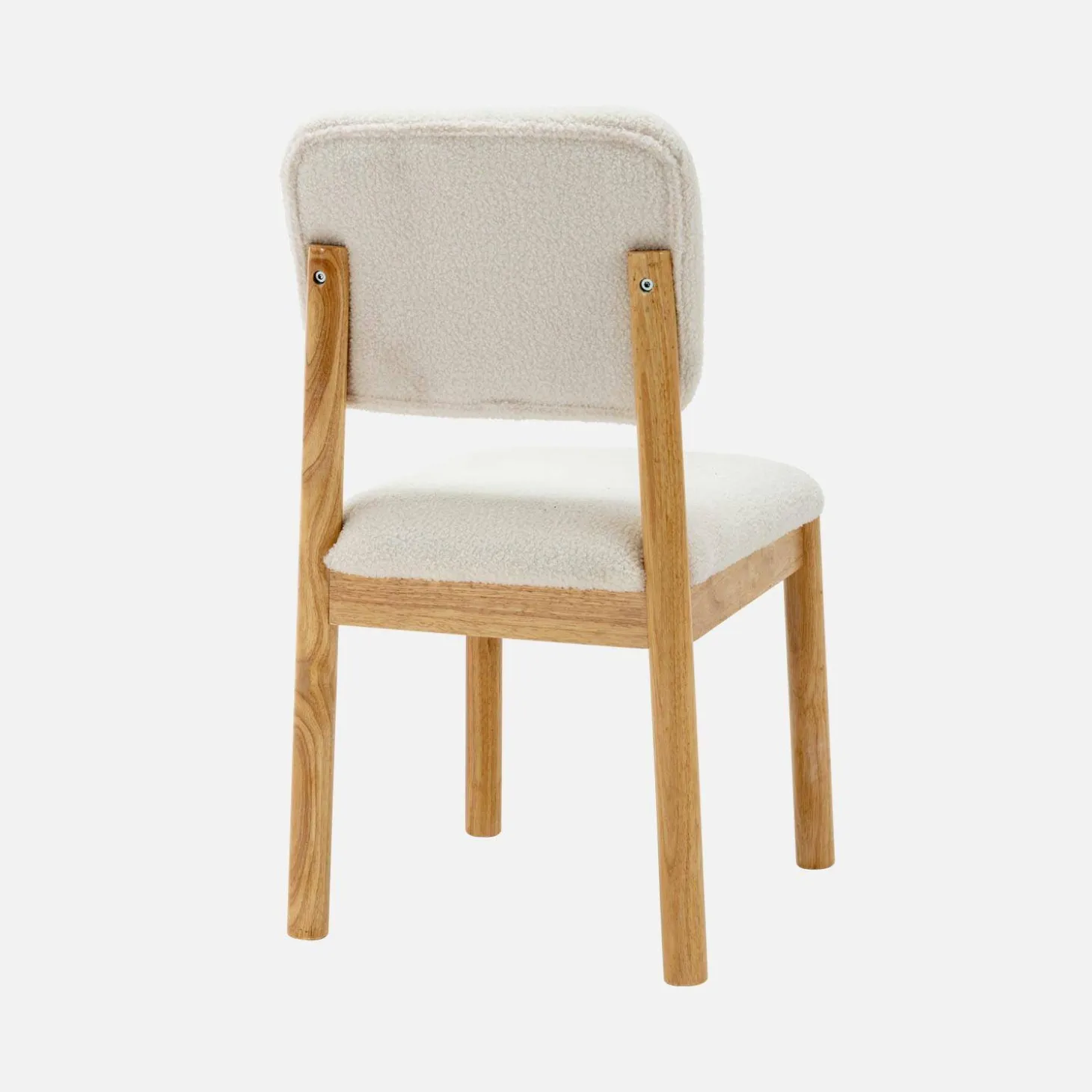 Heveahout en boucléstoffen stoel (set van 2)