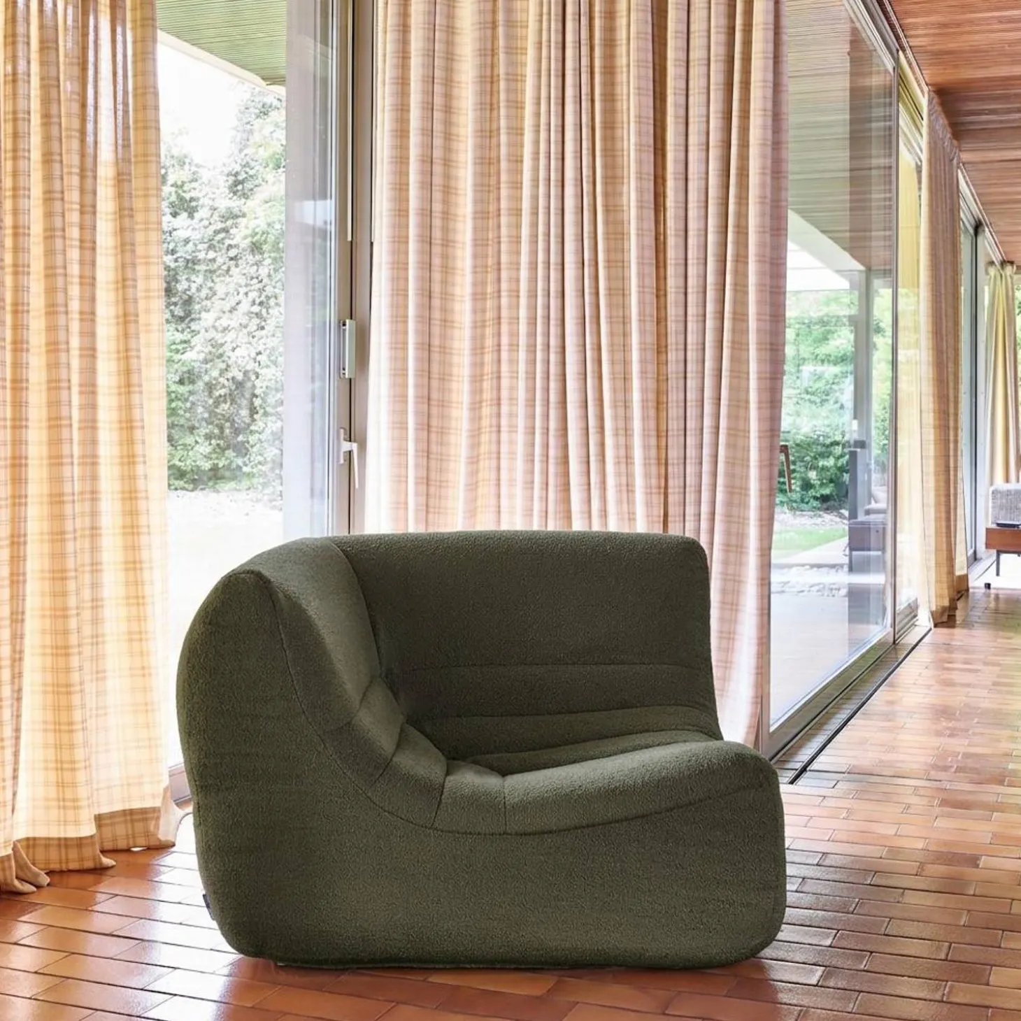 Hoekfauteuil boucléstof 1 zitplaats