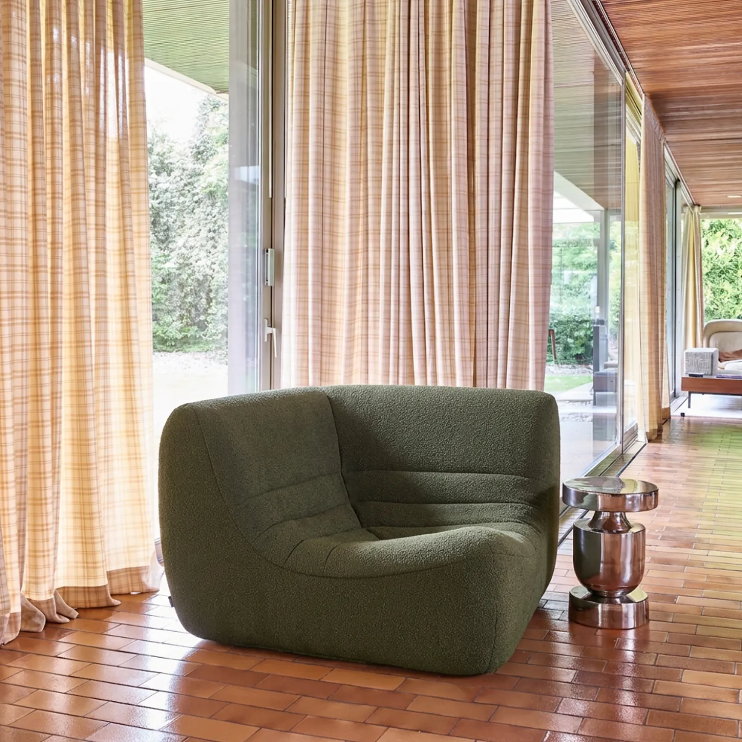 Hoekfauteuil boucléstof 1 zitplaats