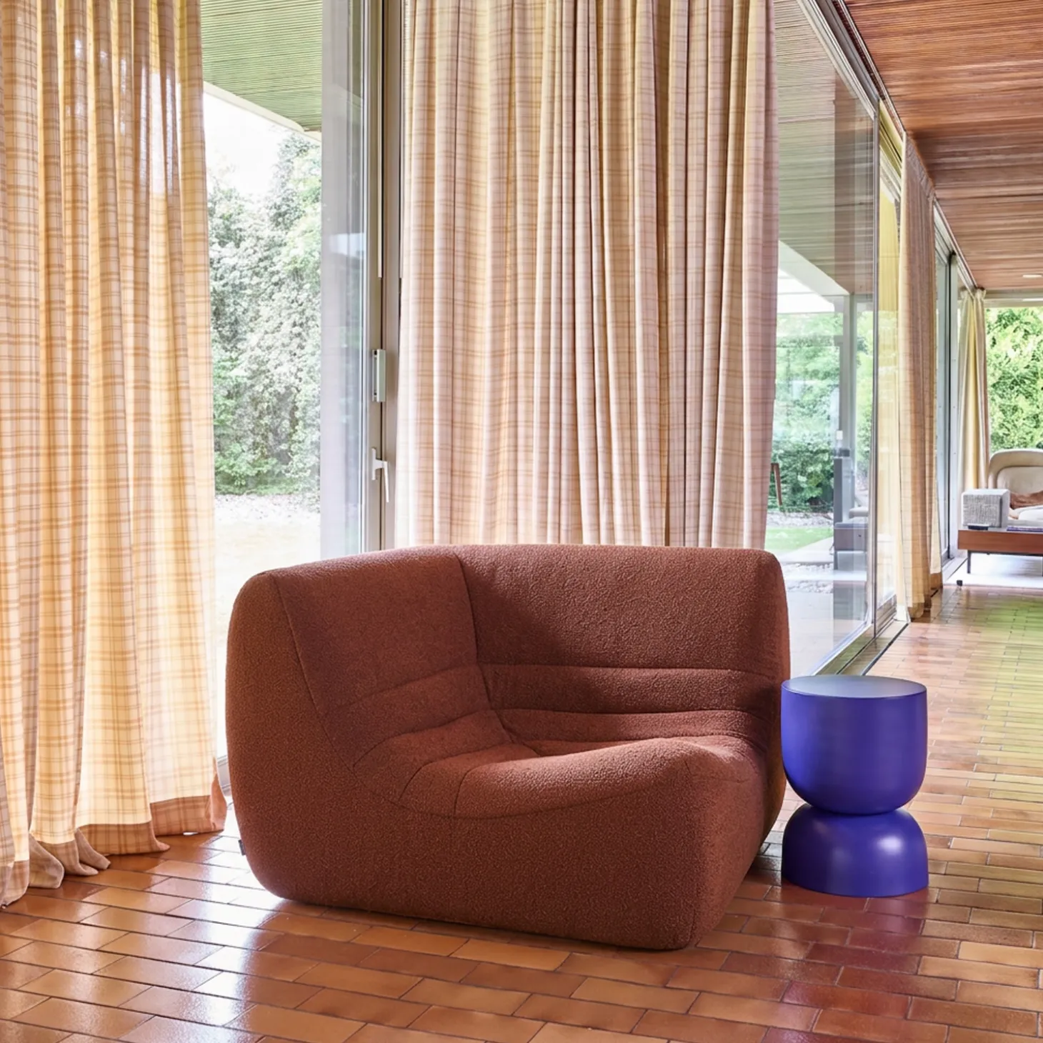 Hoekfauteuil boucléstof 1 zitplaats