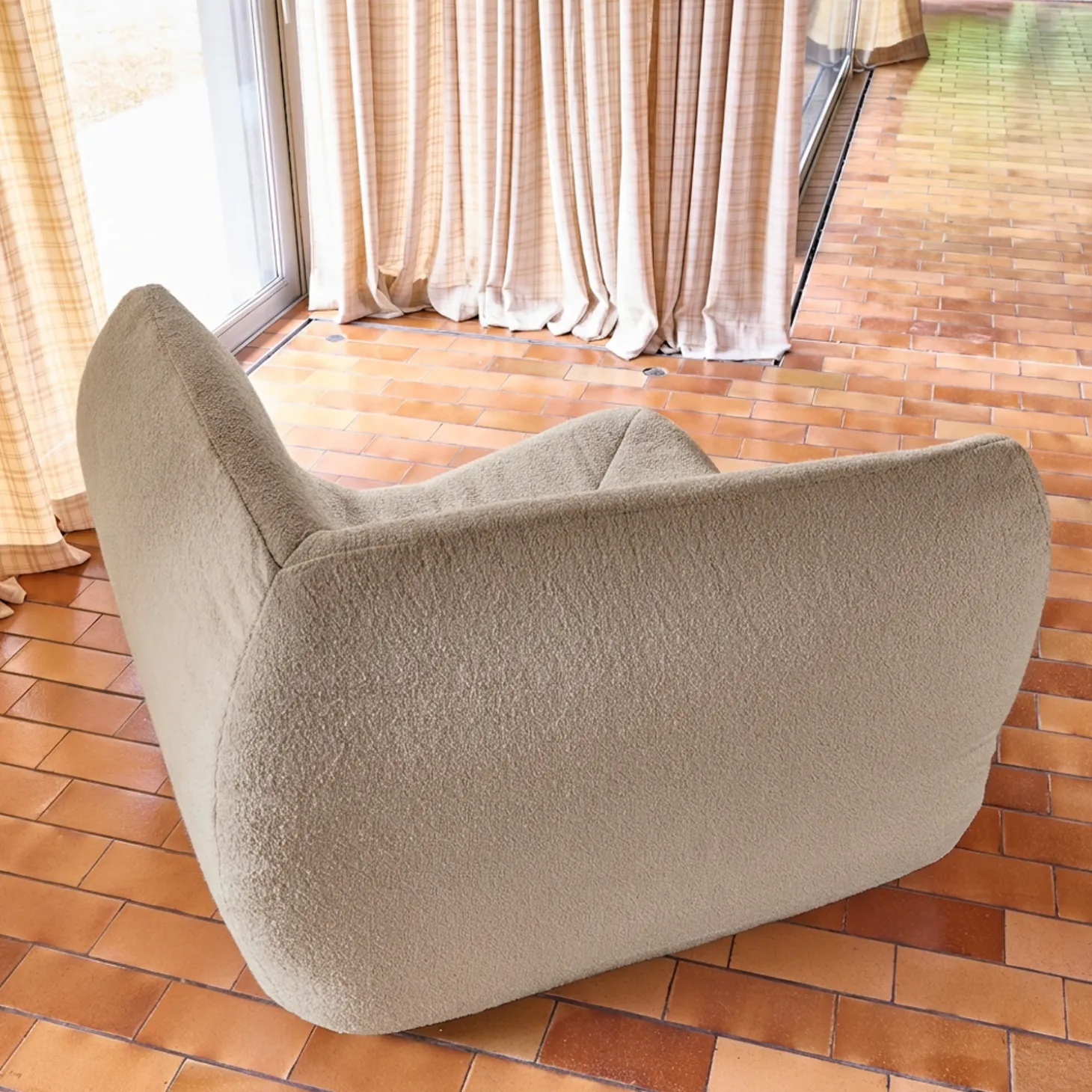 Hoekfauteuil boucléstof 1 zitplaats