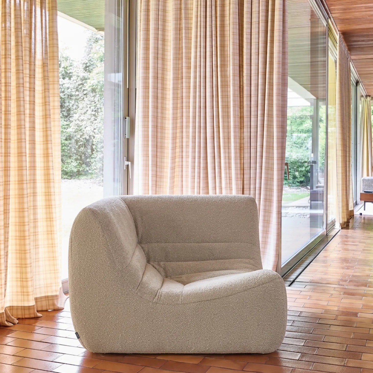 Hoekfauteuil boucléstof 1 zitplaats