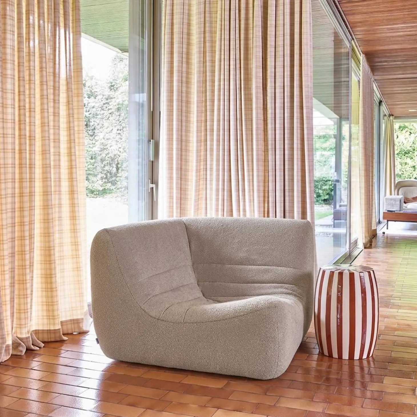 Hoekfauteuil boucléstof 1 zitplaats