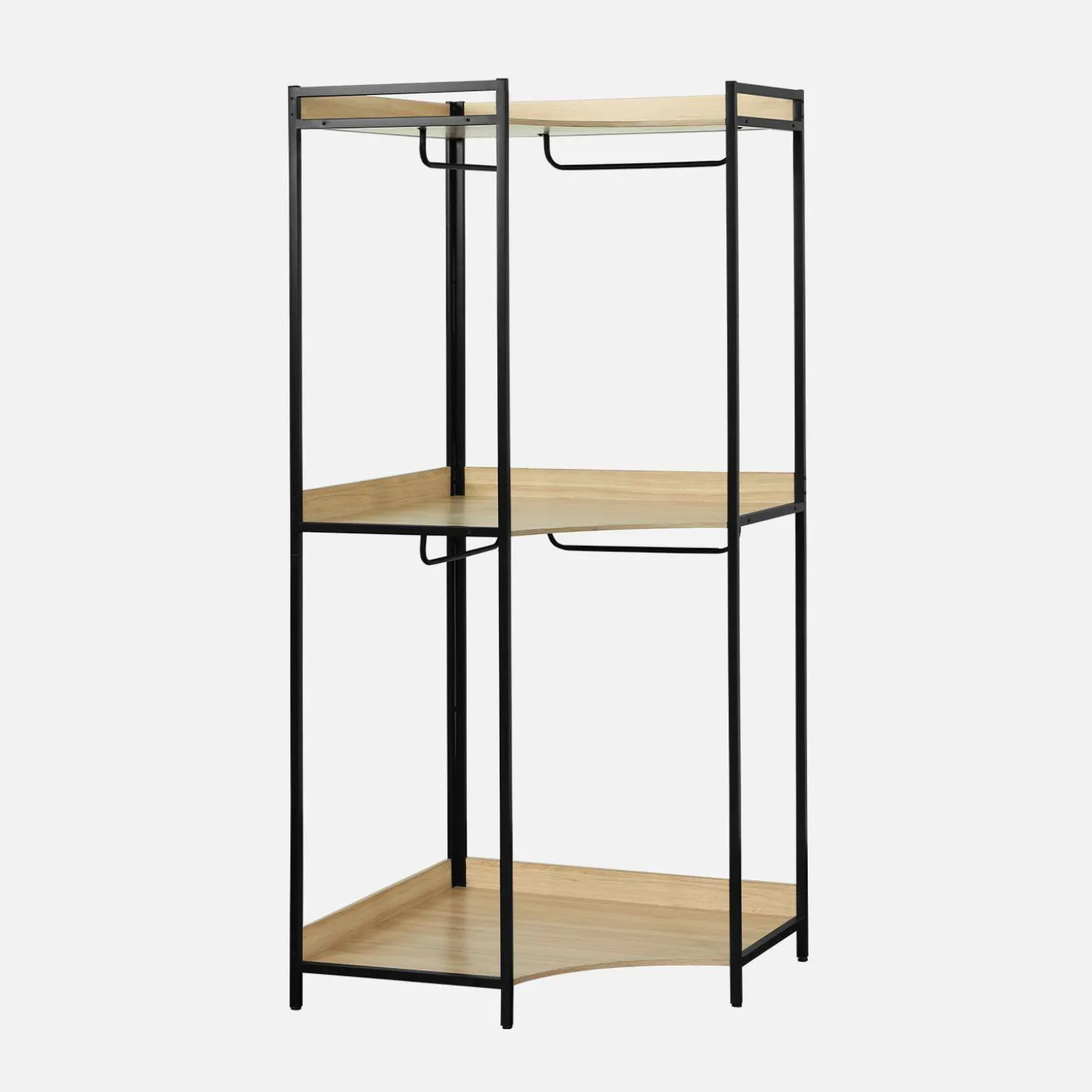Hoekkast module met hangruimte en planken 80cm