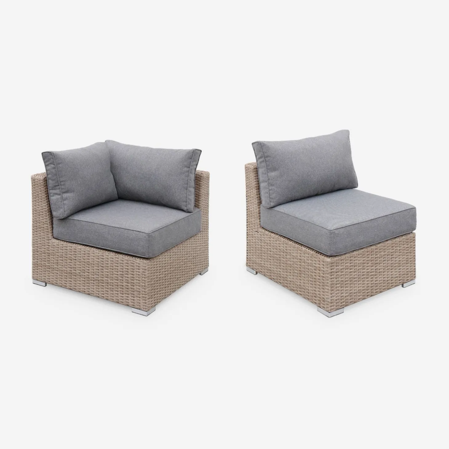 Hoek loungeset 5 plaatsen, rond wicker