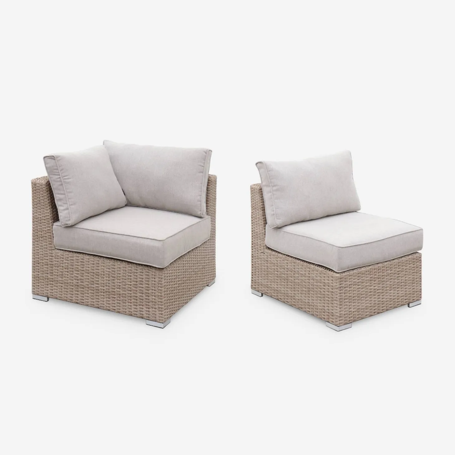 Hoek loungeset 5 plaatsen, rond wicker