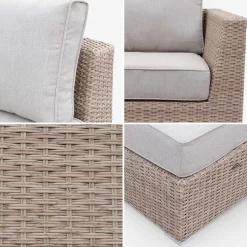 Hoek loungeset 5 plaatsen, rond wicker