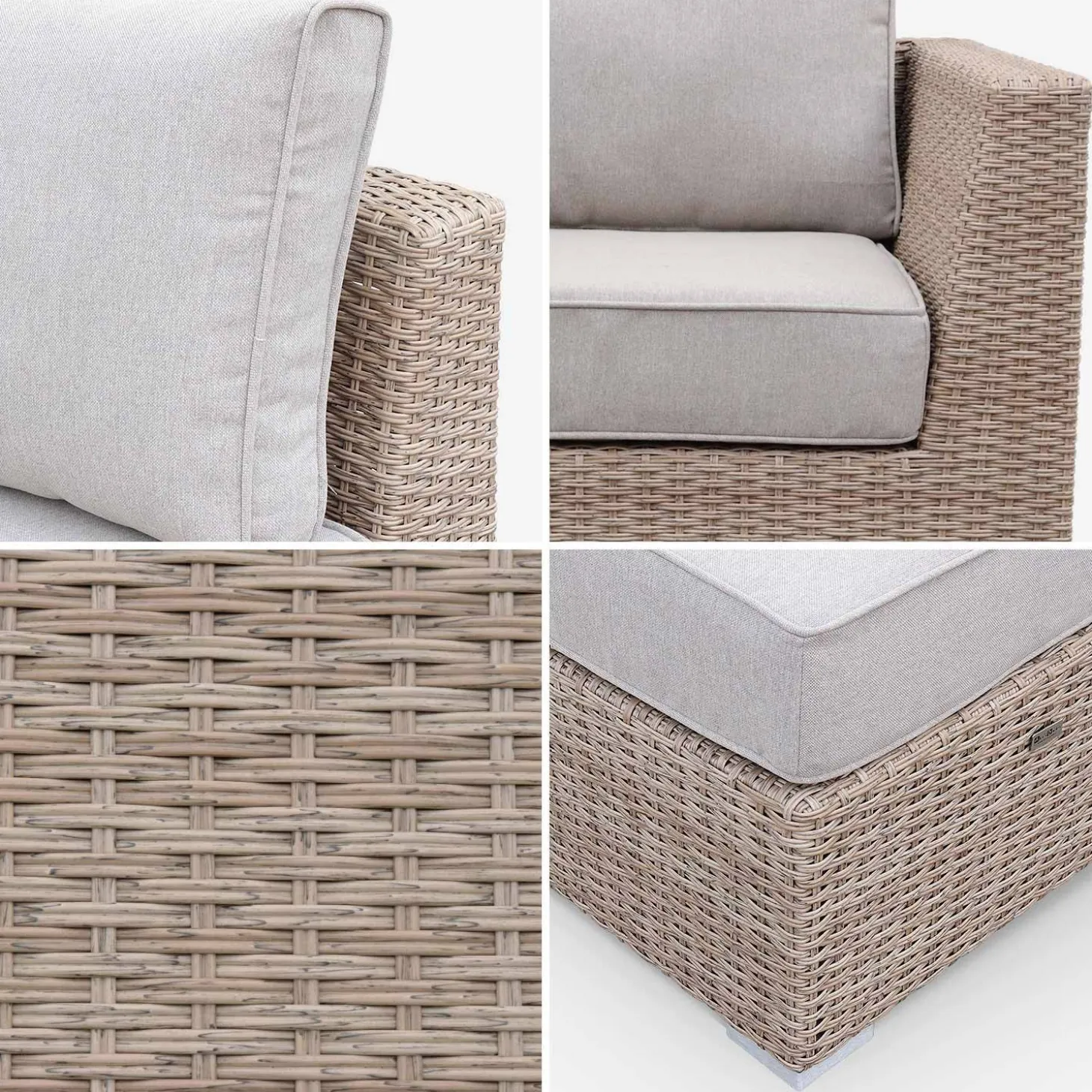 Hoek loungeset 5 plaatsen, rond wicker