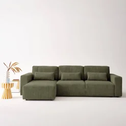 Hoekslaapbank omkeerbaar 5 plaatsen corduroy