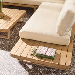 Hoek tuinset van acaciahout en aluminium voor 5 personen
