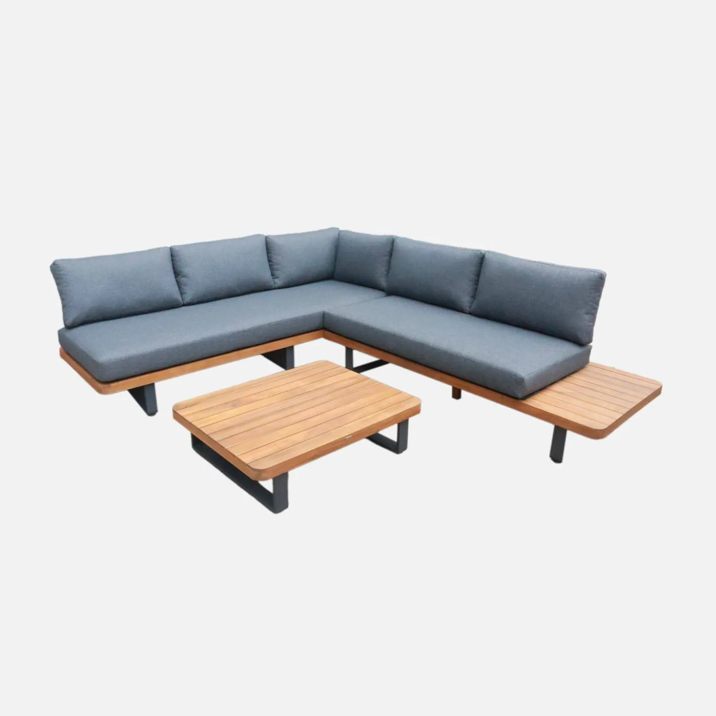 Hoek tuinset van acaciahout en aluminium voor 5 personen