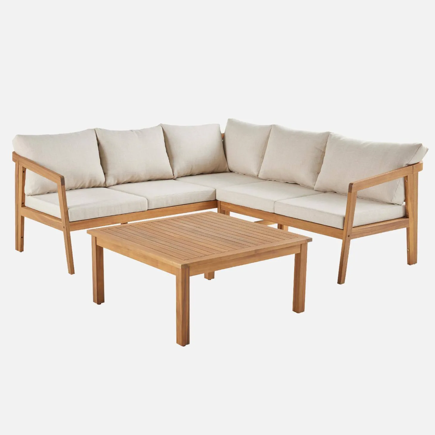 Hoek tuinset van acacia voor 5 personen