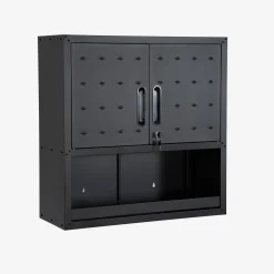 Hoge opbergkast met plank en 2 deuren voor de garage of schuur