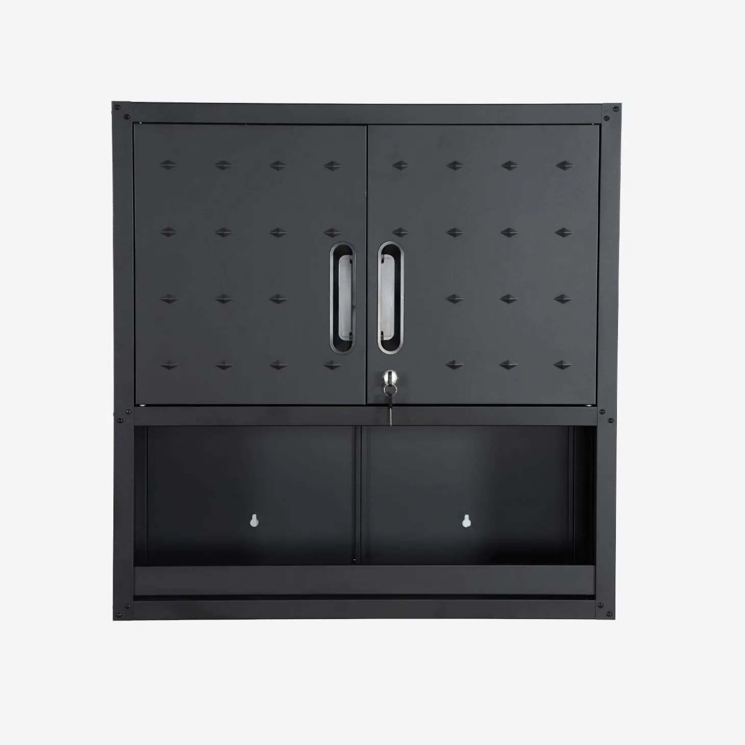Hoge opbergkast met plank en 2 deuren voor de garage of schuur
