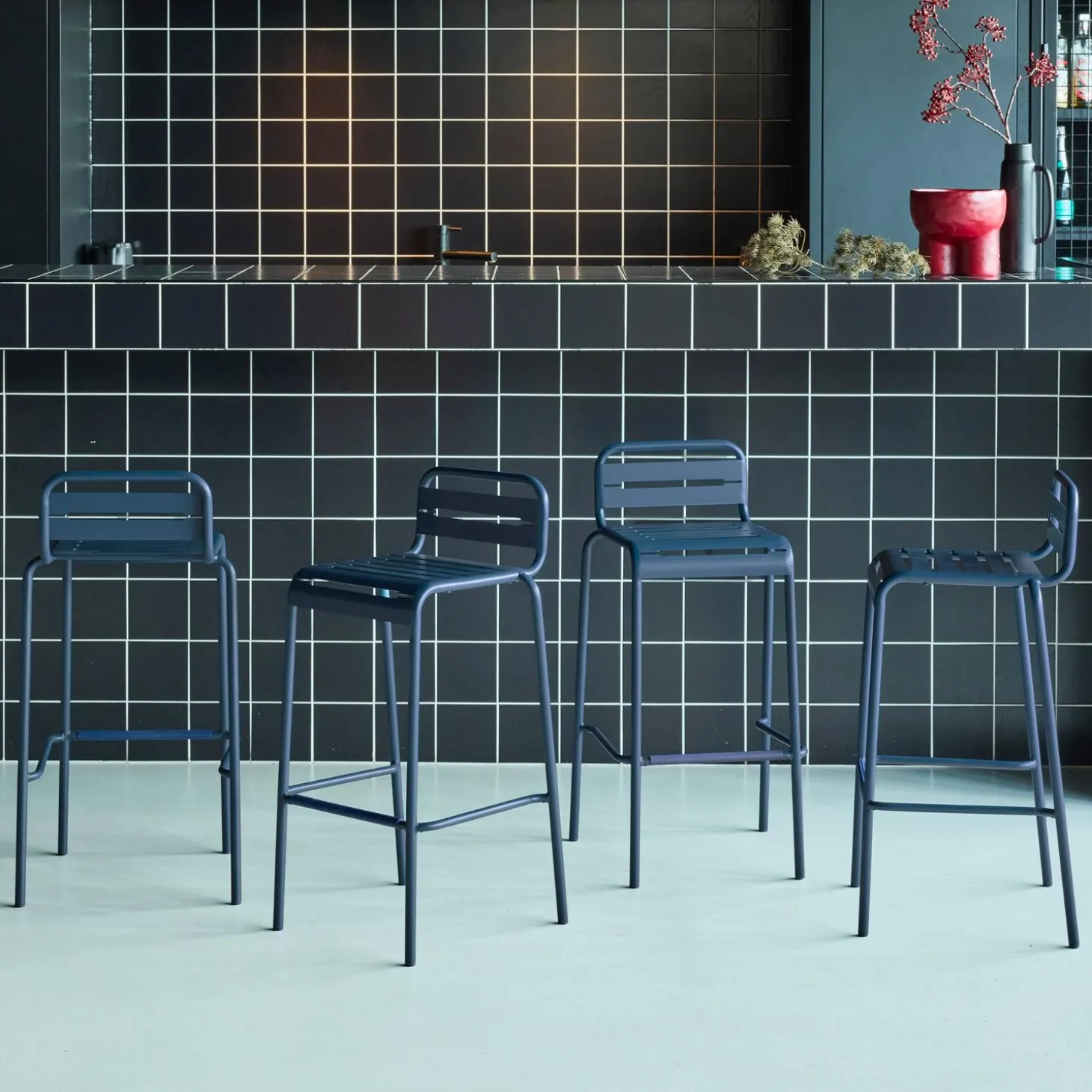 Hoge tuinstoelen metaal (set van 4)