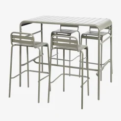 Hoge tuintafel met 4 hoge stoelen metaal