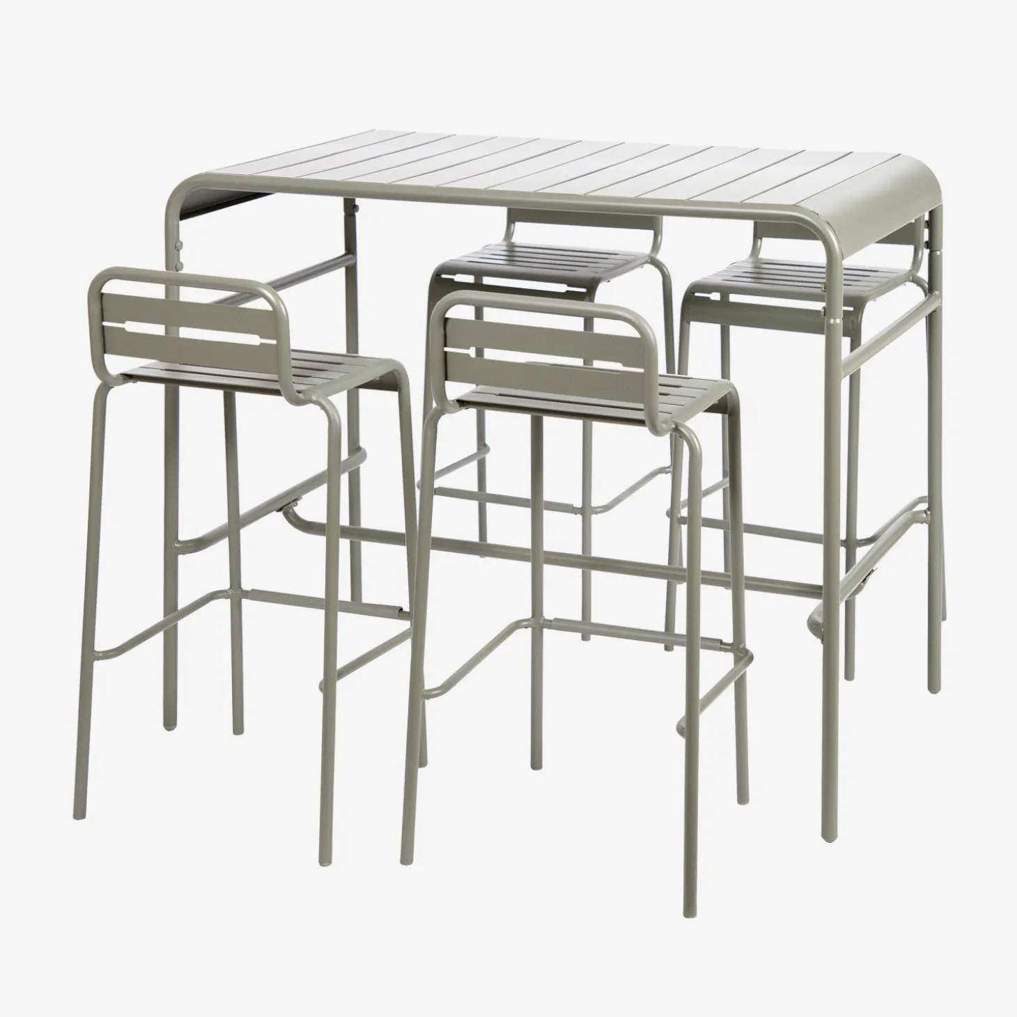 Hoge tuintafel met 4 hoge stoelen metaal