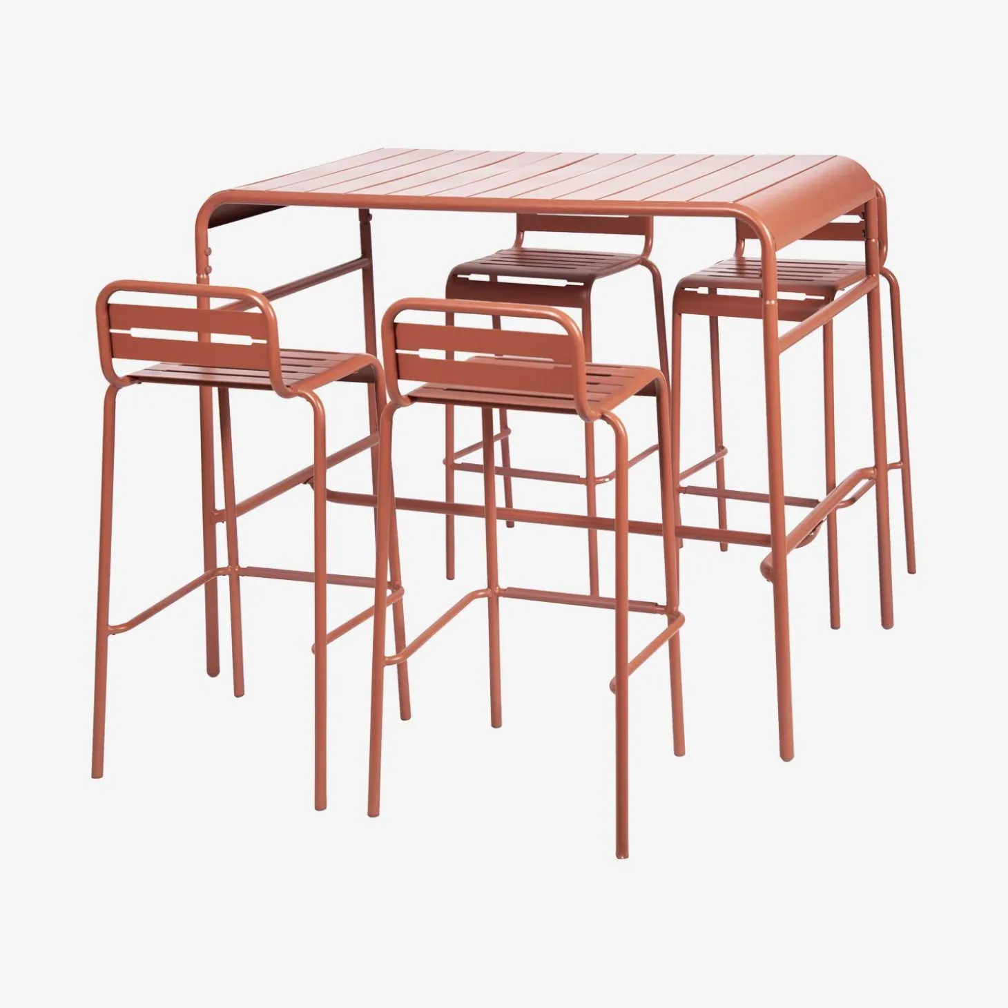 Hoge tuintafel met 4 hoge stoelen metaal