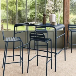 Hoge tuintafel met 4 hoge stoelen metaal