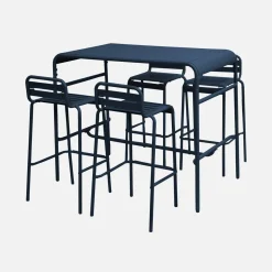 Hoge tuintafel met 4 hoge stoelen metaal
