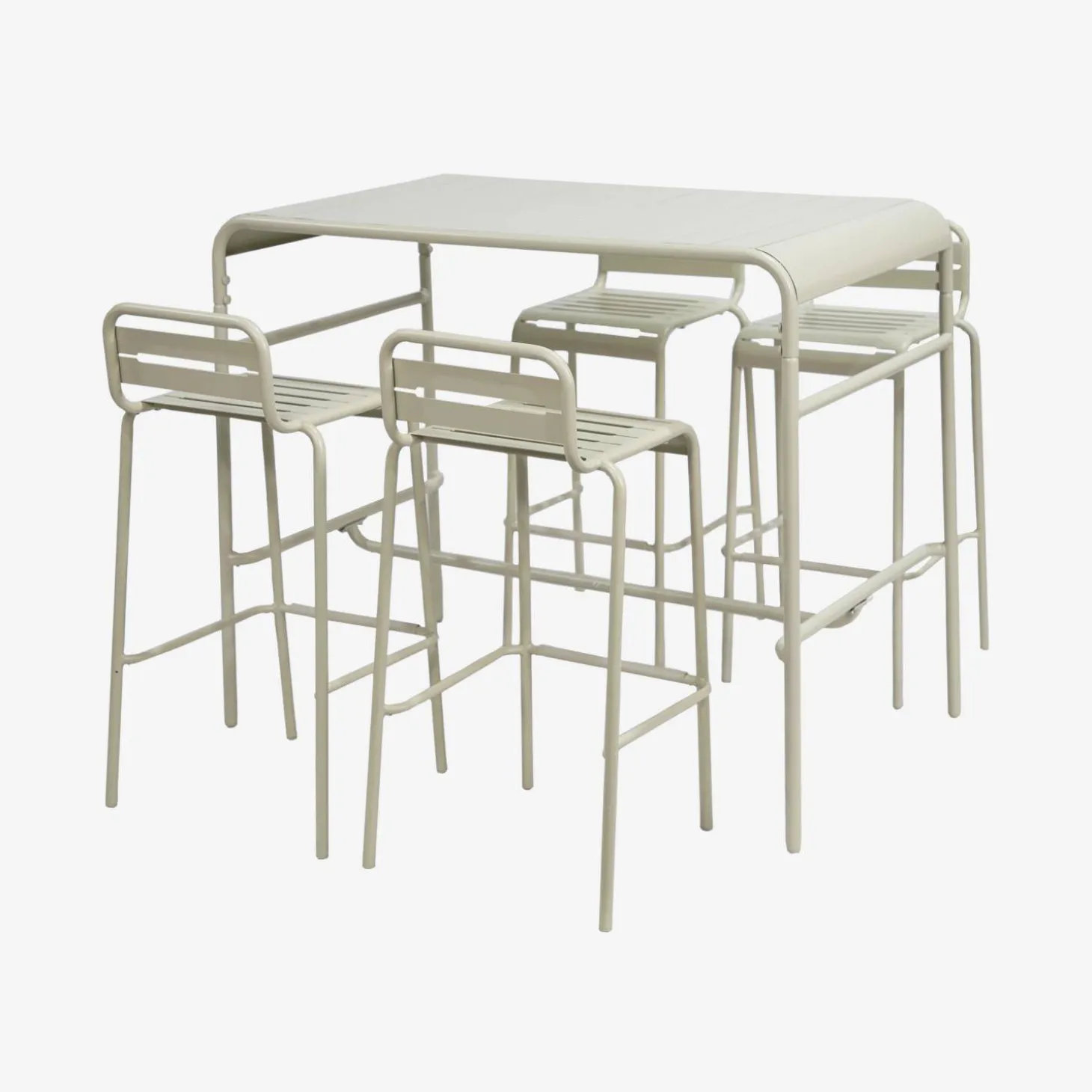 Hoge tuintafel met 4 hoge stoelen metaal