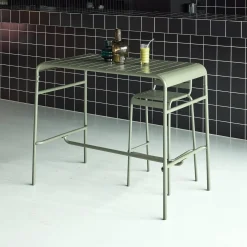 Hoge tuintafel 4 plaatsen metaal