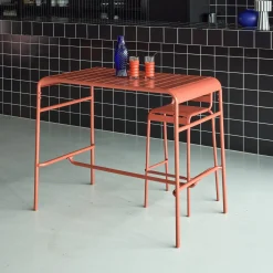 Hoge tuintafel 4 plaatsen metaal
