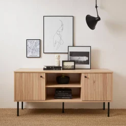 Houten decor TV-meubel, gegroefd - Braga