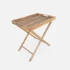Houten dienblad op standaard