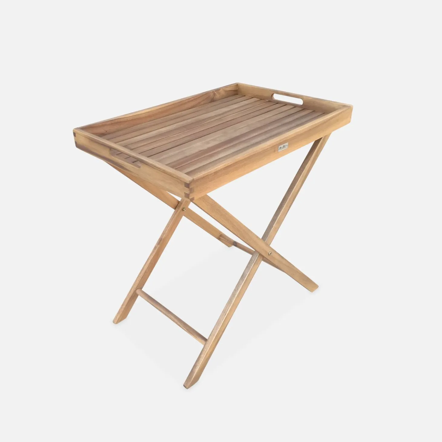 Houten dienblad op standaard