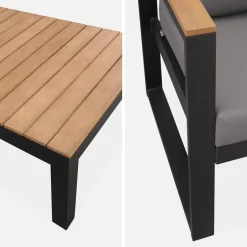 Houten en aluminium loungeset voor 5 personen