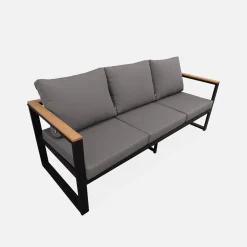 Houten en aluminium loungeset voor 5 personen
