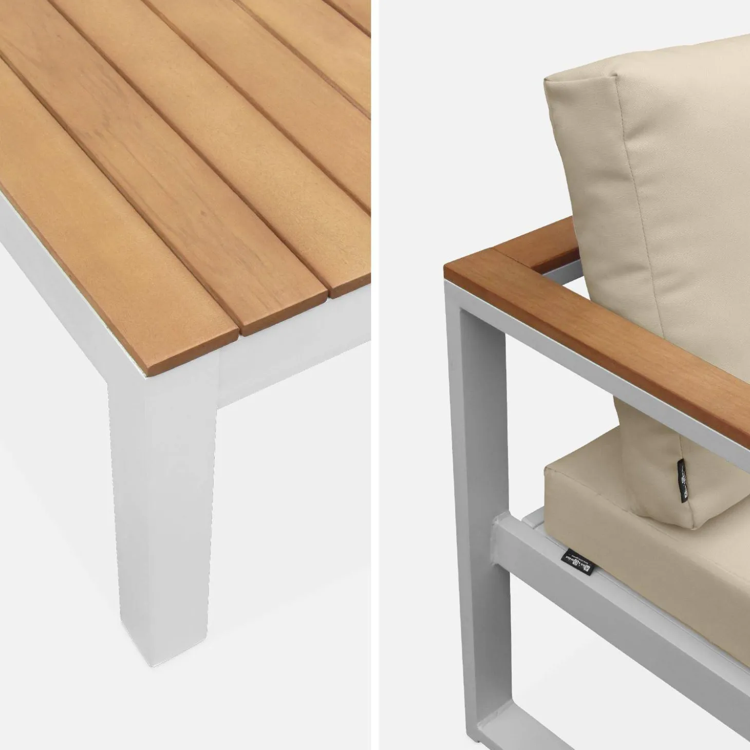 Houten en aluminium loungeset voor 5 personen