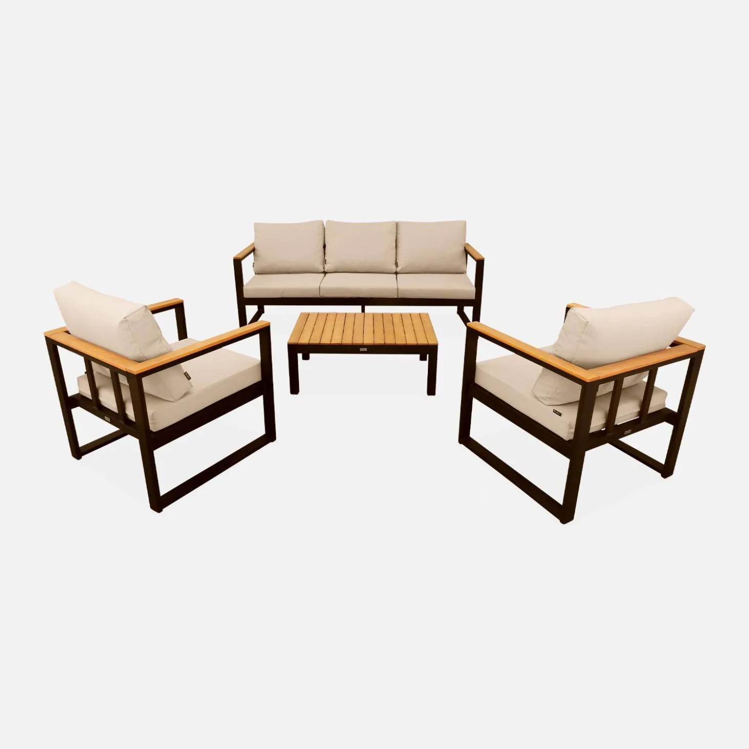 Houten en aluminium loungeset voor 5 personen