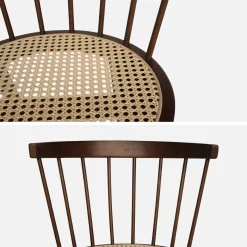 Houten en rotan stoelen (set van 4)