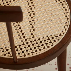 Houten en rotan stoelen (set van 4)