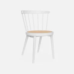 Houten en rotan stoelen (set van 4)
