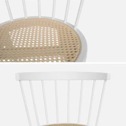 Houten en rotan stoelen (set van 4)