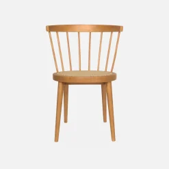 Houten en rotan stoelen (set van 4)