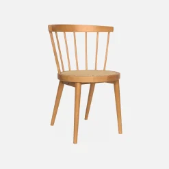 Houten en rotan stoelen (set van 4)