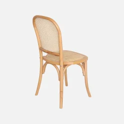 Houten en rotan vintage stoelen (set van 2)