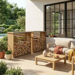 Houten houthok (set van 2)