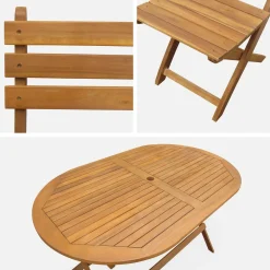 Houten klaptafel, ovaal, 6 stoelen