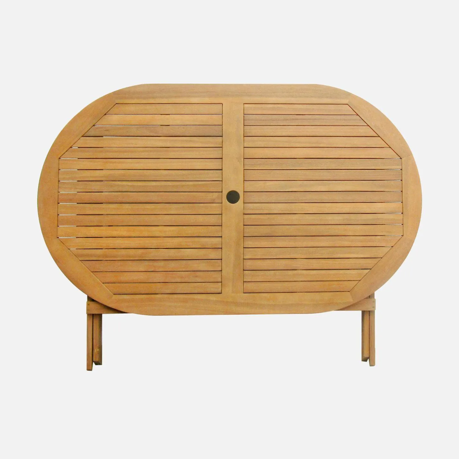 Houten klaptafel, ovaal, 6 stoelen