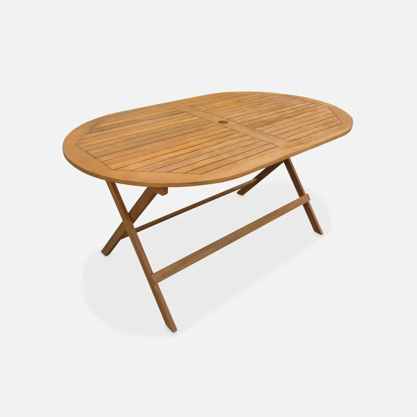 Houten klaptafel, ovaal, 6 stoelen