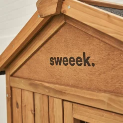 Houten konijnenhok met ren, voor 4 konijnen.