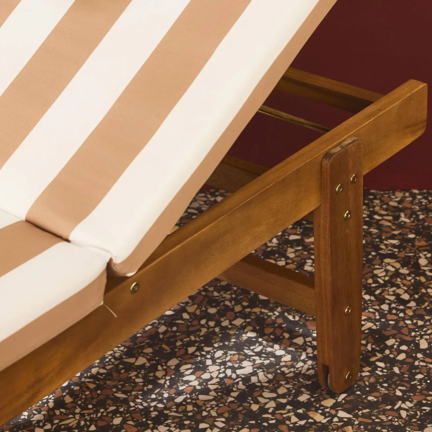 Houten ligstoel met meerdere standen en wielen (set van 2)