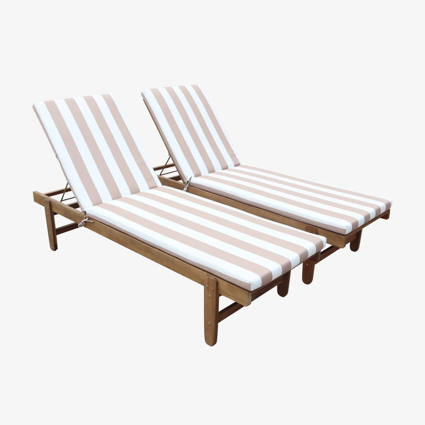 Houten ligstoel met meerdere standen en wielen (set van 2)