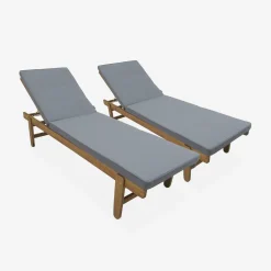 Houten ligstoel met meerdere standen en wielen (set van 2)
