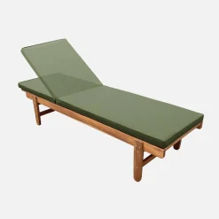Houten ligstoel met meerdere standen en wielen (set van 2)